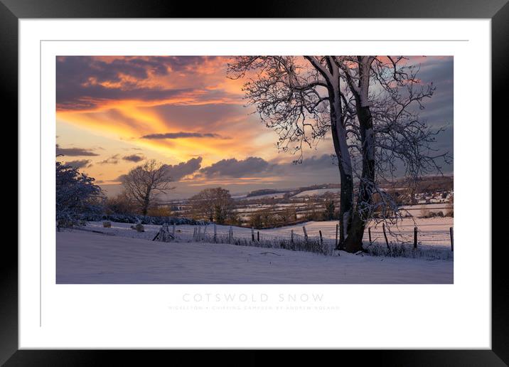 Cotswold Snow Framed Mounted Print by Andrew Roland
