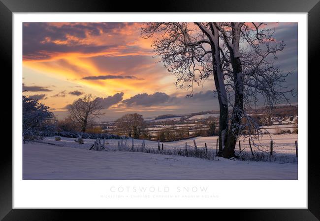 Cotswold Snow Framed Print by Andrew Roland