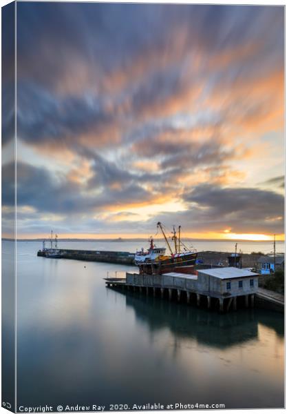 Sunrise at Newlyn Canvas Print by Andrew Ray