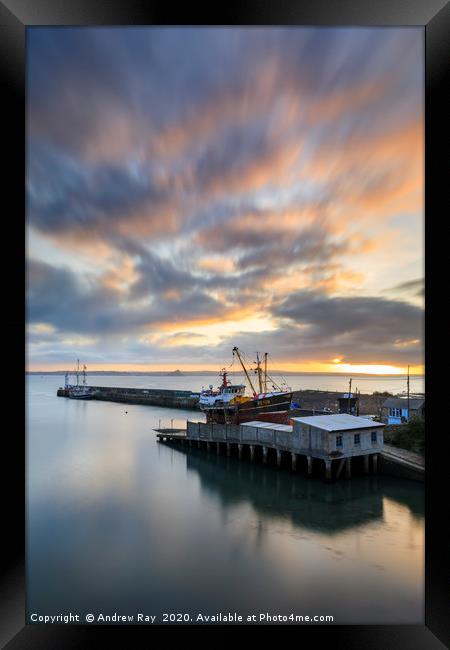 Sunrise at Newlyn Framed Print by Andrew Ray