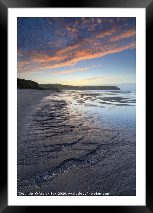 Sunrise over Pendower Beach Framed Mounted Print by Andrew Ray