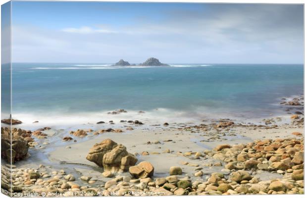 Porth Nanven Beach view Canvas Print by Andrew Ray