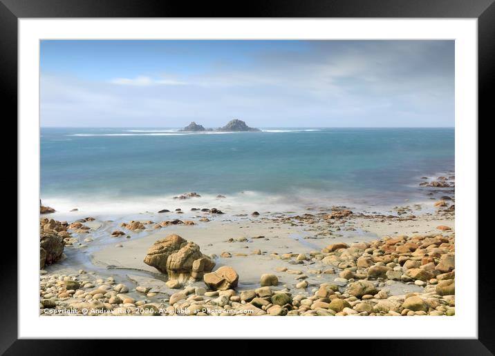 Porth Nanven Beach view Framed Mounted Print by Andrew Ray