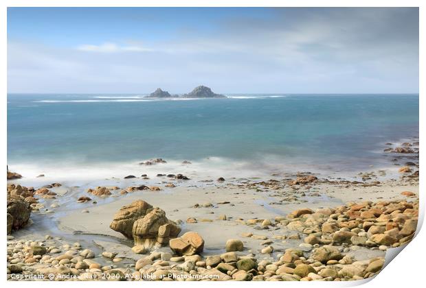 Porth Nanven Beach view Print by Andrew Ray