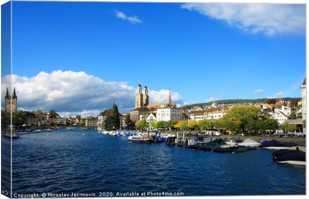 Beautiful view of Zurich, Switzerland. Canvas Print by M. J. Photography