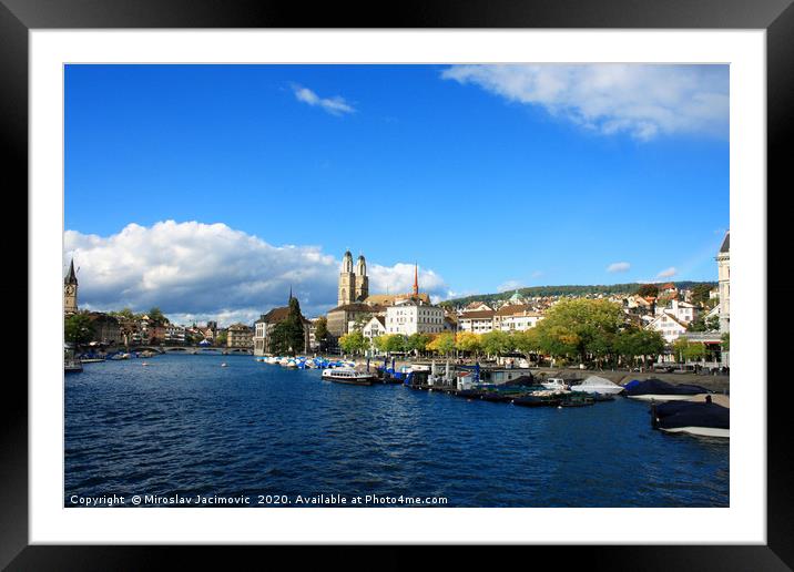Beautiful view of Zurich, Switzerland. Framed Mounted Print by M. J. Photography