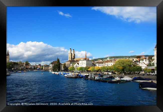 Beautiful view of Zurich, Switzerland. Framed Print by M. J. Photography