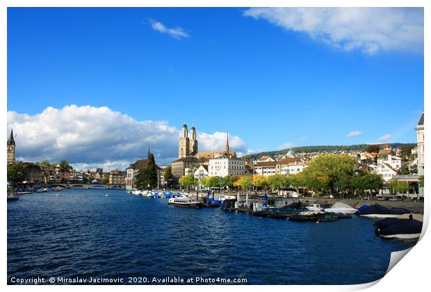 Beautiful view of Zurich, Switzerland. Print by M. J. Photography