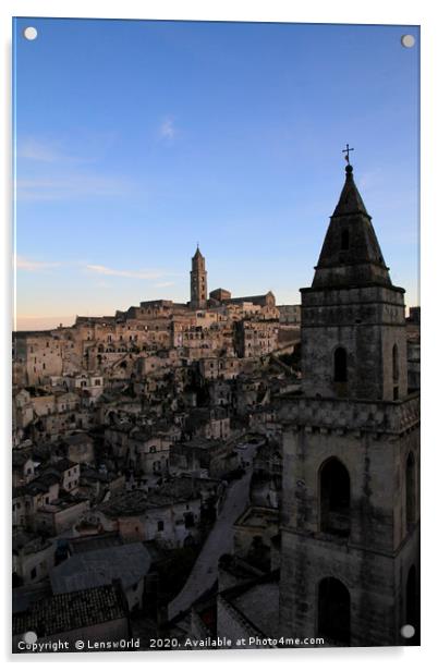 View over the gorgeous city of Matera, Italy Acrylic by Lensw0rld 