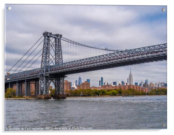 Williamsburg Bridge across the East River in New Y Acrylic by Paul Nicholas