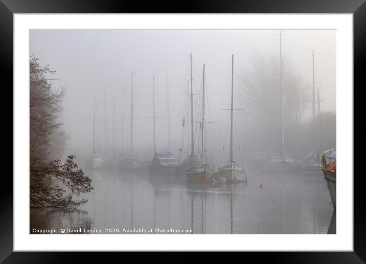 Misty Harbour Reflections Framed Mounted Print by David Tinsley