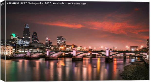 The Illuminated River Project - Southwark Bridge Canvas Print by K7 Photography