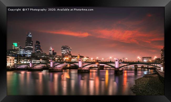 The Illuminated River Project - Southwark Bridge Framed Print by K7 Photography