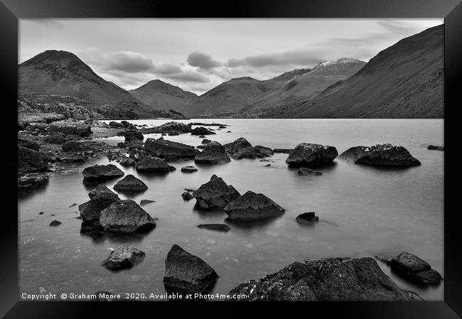 Wastwater at blue hour monochrome Framed Print by Graham Moore