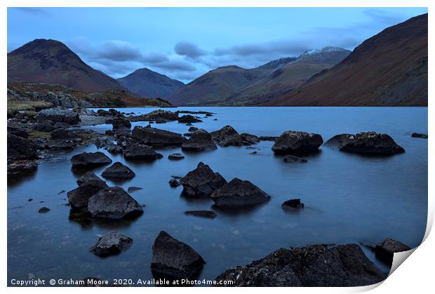Wastwater at blue hour Print by Graham Moore