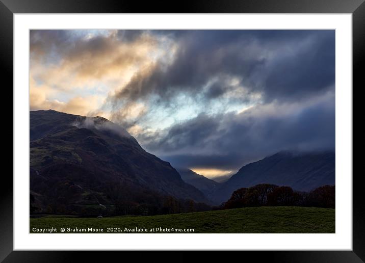 Borrowdale sunset Framed Mounted Print by Graham Moore