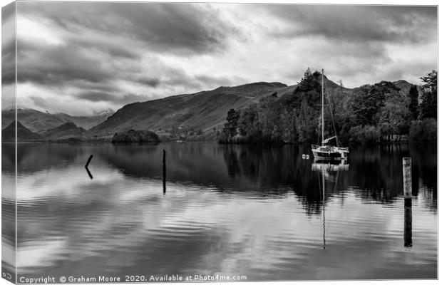 Derwentwater and Castle Crag monochrome Canvas Print by Graham Moore