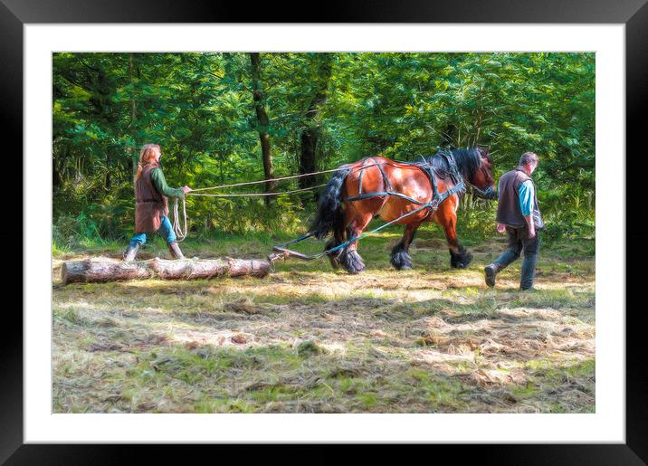 Logging in the forest Framed Mounted Print by Robert Deering