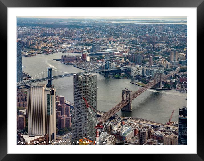 Two bridges in New York Framed Mounted Print by Paul Nicholas