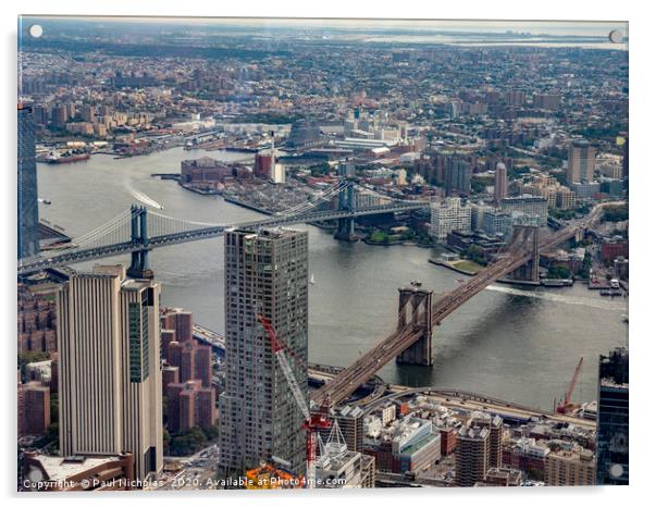 Two bridges in New York Acrylic by Paul Nicholas
