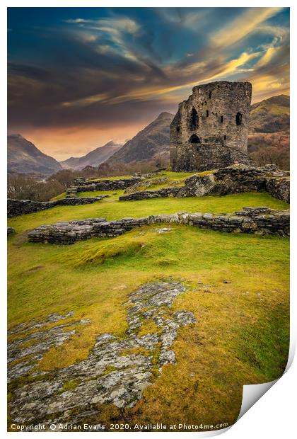 Dolbadarn Castle Snowdonia Wales Print by Adrian Evans