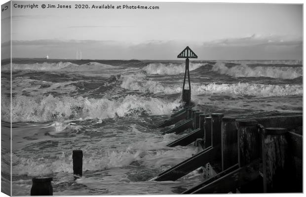 North Sea Storm in Black and White Canvas Print by Jim Jones
