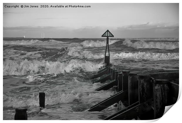 North Sea Storm in Black and White Print by Jim Jones