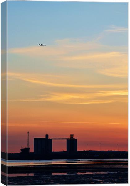 Sunset with Plane Canvas Print by Donna Collett