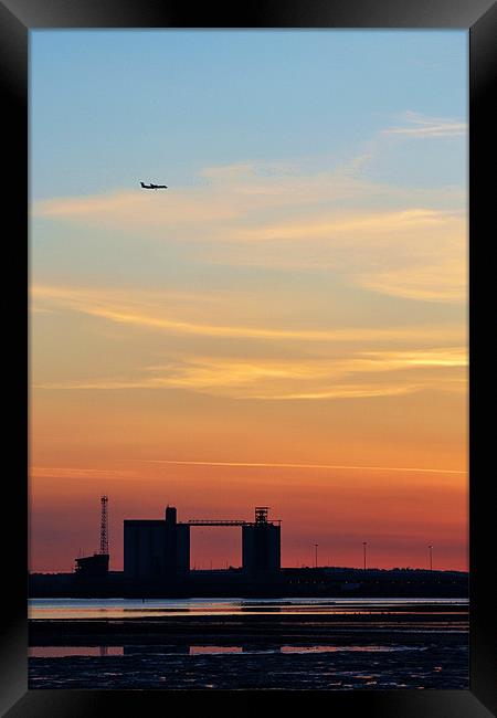 Sunset with Plane Framed Print by Donna Collett