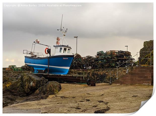 Fishing Boat in St Abbs Print by Aimie Burley