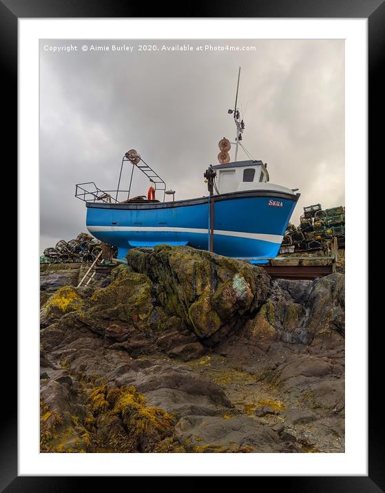 Fishing boat in St Abbs Framed Mounted Print by Aimie Burley
