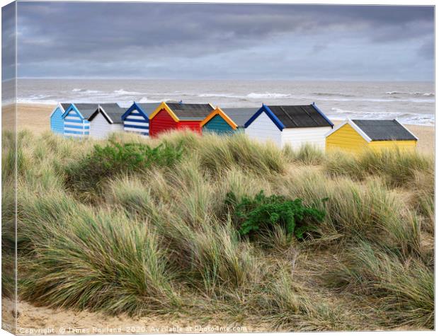 Colourful Beach Huts Canvas Print by James Rowland