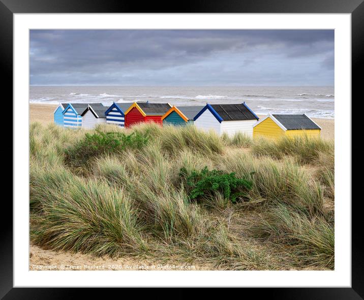 Colourful Beach Huts Framed Mounted Print by James Rowland