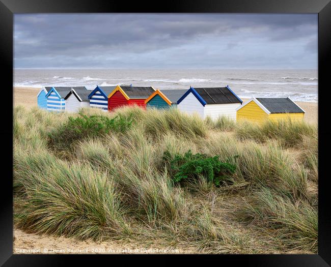 Colourful Beach Huts Framed Print by James Rowland
