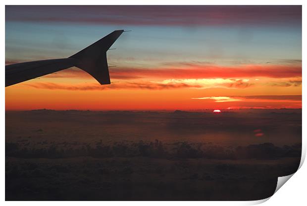A Sunset from the porthole of a plane I was flying Print by JEAN FITZHUGH