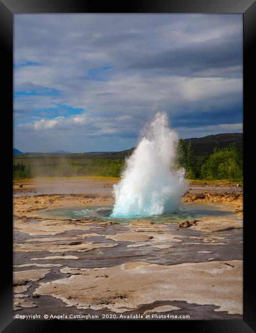 Strokkur Geyser, Iceland Framed Print by Angela Cottingham