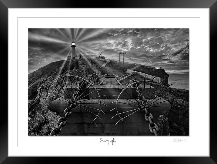 South stack Lighthouse in mono Framed Mounted Print by JC studios LRPS ARPS