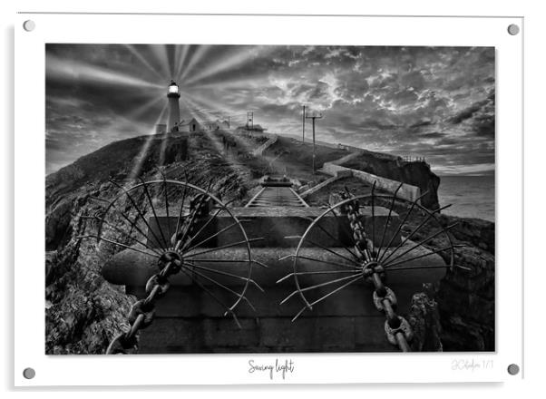 South stack Lighthouse in mono Acrylic by JC studios LRPS ARPS