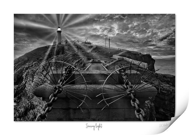 South stack Lighthouse in mono Print by JC studios LRPS ARPS