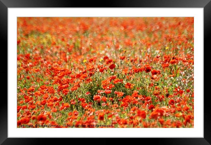 Poppy field Impressionist image Framed Mounted Print by Simon Johnson