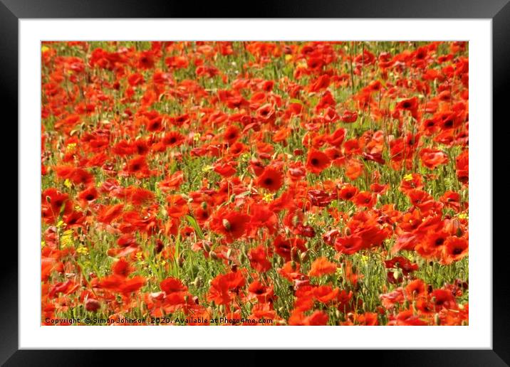 Wind blown poppies Framed Mounted Print by Simon Johnson