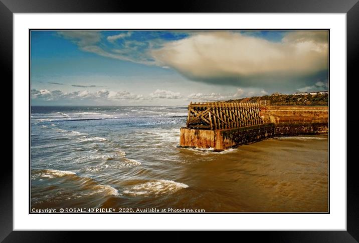"Tide rushes in at Maryport" Framed Mounted Print by ROS RIDLEY