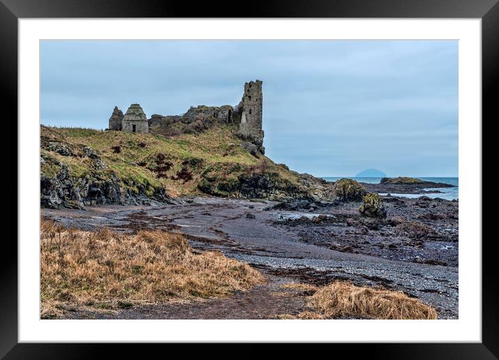 Dunure Castle Framed Mounted Print by Valerie Paterson
