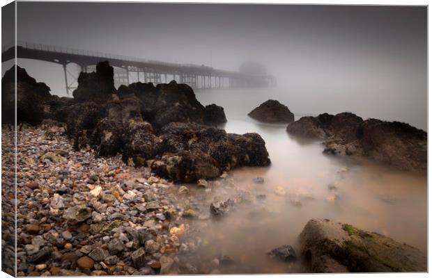 Misty Mumbles pier Canvas Print by Leighton Collins
