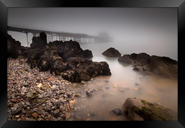 Misty Mumbles pier Framed Print by Leighton Collins