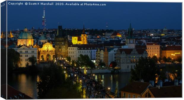 Charles Bridge at Night Canvas Print by Scott K Marshall