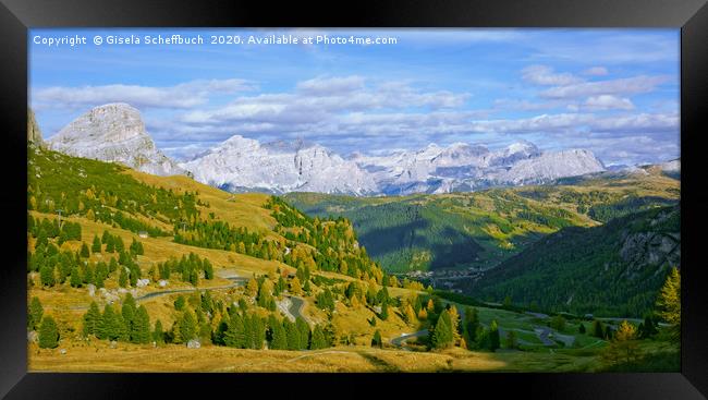 View from the Passo Gardena Framed Print by Gisela Scheffbuch