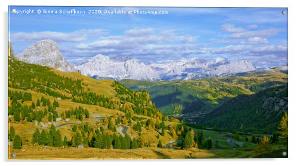 View from the Passo Gardena Acrylic by Gisela Scheffbuch