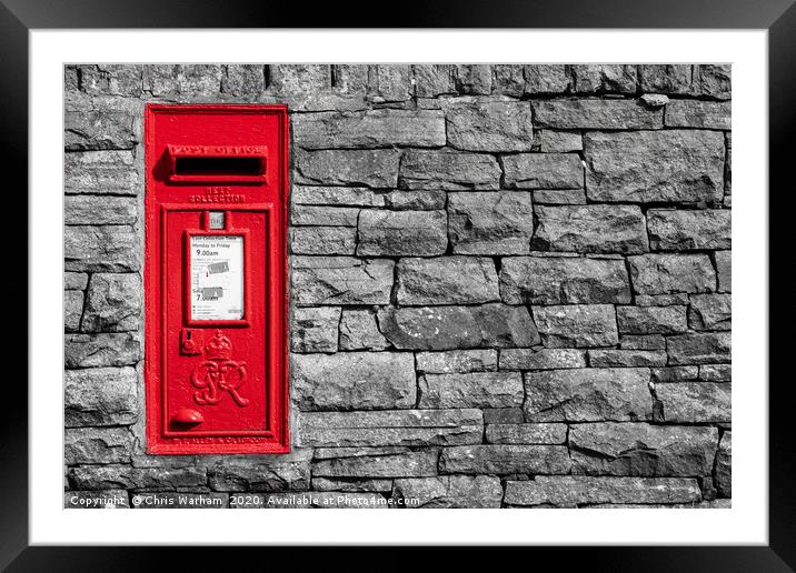 Red postbox in a dry stone wall Framed Mounted Print by Chris Warham