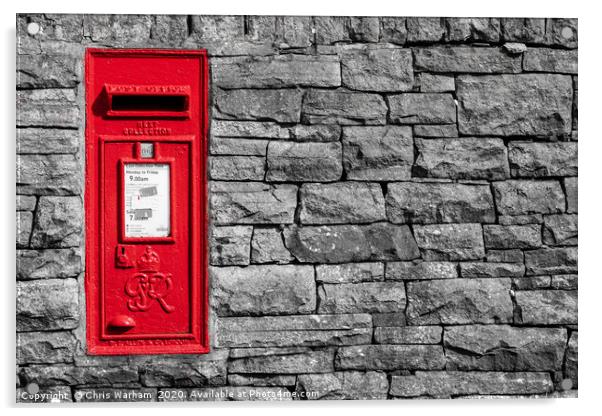 Red postbox in a dry stone wall Acrylic by Chris Warham